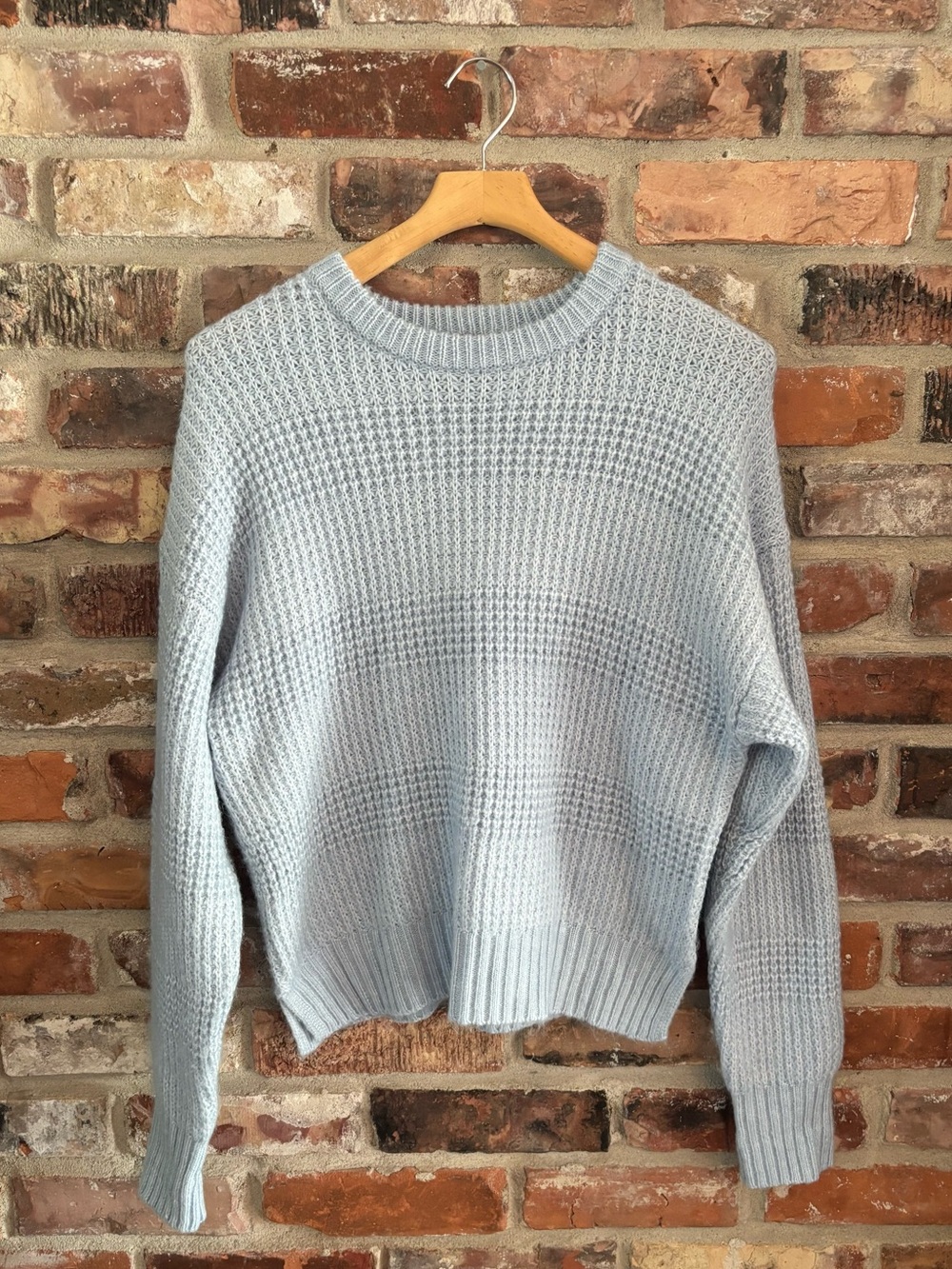 Sanctuary Blue Fuzzy Crewneck Pullover Sweater, XS